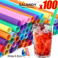 ราคา SALANDY 100 ชิ้นหลอดดื่ม,อุปกรณ์ปาร์ตี้บาร์หลากสีพลาสติกหลอดทิ้ง,19 ซม.ขนาดใหญ่ฤดูร้อน MilkTea หลอด (50462375512)