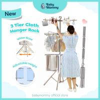 ราคา เบบี้มัมมีไม้แขวนเสื้อสแตนเลสสําหรับเด็ก | ราวตากแห้งแบบพับได้ 3 ชั้นพร้อมคลิปหนีบ 50 ชิ้น & 20 ก้าน | Ampai Baju Lipat (53954766887)