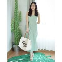 ราคา Linen dress เดรสกระดุมหน้าผ้าลินิน (2813540398)