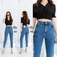 ราคา Mystyle Jeans กางเกงยีนส์ทรงบอยเอวสูงปลายขาตัด•No.Ms5081 (7965054171)