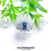 ราคา C6417 แหวนพลอยไพลินเผาเก่าแท้ ( Natural Blue Sapphire ) หลังเบี้ย ตัวเรือนเงินแท้925 ชุบทองคำขาว ไซส์52 แก้ไซส์ฟรี (29405346433)