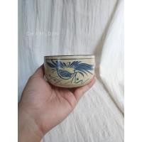 ราคา สินค้ามือสอง ถ้วยเซรามิคเคลือบ สีครีม เพ้นลายสีฟ้า ใบเล็ก (11037691641)
