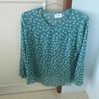 ราคา สินค้ามือหนึ่ง พร้อมส่ง เสื้อแขนยาว ผ้าชีฟอง ลายดอก สไตล์เกาหลี สีเขียว (1284804958)