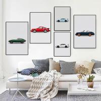 ราคา ภาพวาดผ้าใบรถสปอร์ต Porsche 911 & Ferrari สไตล์เรโทร - ศิลปะติดผนังสำหรับตกแต่งห้องนั่งเล่น (50208724172)
