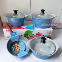 ราคา ชุดหม้อและกระทะแบบไม่ติด 4 ชิ้น Ecoramic ของแท้พร้อมก้นแม่เหล็ก (57111279134)