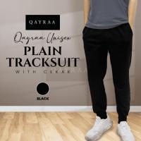 ราคา QAYRAA Cotton Spandex Sport Wear Slim Fit Tracksuit/ Seluar Trek Sukan /Seluar Jogging Panjang Hitam (56307960777)