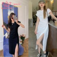 ราคา Maxi Dressผ้าฝ้าย ชุดกระโปรงทรงสูงผ่าข้างแบบสวยๆ เสื้อผ้าผู้หญิงแขนสั้นราคาถูกมาก (13594036946)