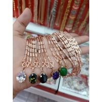 ราคา #สร้อยคอเศษนาคแท้ลายปล้องอ้อยห้อยจี้พลอยคละสีเลือกได้ (29267843449)