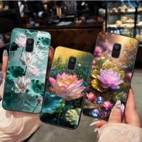 ราคา เคส Samsung A6 2018 / A6 Plus / A6+ พิมพ์ลายดอกบัวสวยงาม หรูหรา ราคาถูก (40751944073)