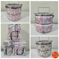 ราคา สุดคุ้ม_ ปิ่นโตสแตนเลส 2 ชั้น ลายดอกไม้พรีเมียม ขนาด 14 ซม. ปิ่นโตไปวัด ปิ่นโตถวายพระ ปิ่นโตใส่อาหาร (44080563996)