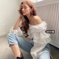 ราคา Nanda layer top เสื้อครอปลูกไม้ระบาย ปาดไหล่ สีขาว (2312477922)