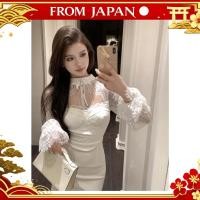 ราคา PTORGE Lace Dress, Women's, Short Length, Long Sleeve, Transparent, See-Through Dress, Tight Dress, Bodycon Dress, Mini Dress, Slim, Plain, Cabaret Dress nmshop (28344824205)