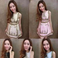 ราคา เดรสแขนกุดสีครีมลายหลุยส์ (3428242997)