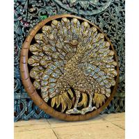 ราคา นกยูงแกะสลัก รัศมี 60 cm. งานไม้สัก (Peacock Wooden Carved) แต่งผนัง เดินเส้นทอง ติดกระจก หนา 3 cm. Art Thai Handmade (24720826622)