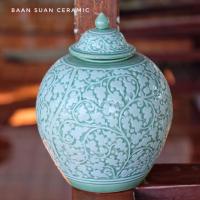 ราคา Baansuanceramic โอ่งลายไทย เซรามิค โอ่งเซรามิก เคลือบศิลาดล ของตกแต่งบ้าน ใส่น้ำได้ ขนาด21.5x21.5x28cm (6803135717)