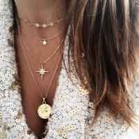 ราคา 4 ชิ้น2021 Multi-layered Five-point Star Point Diamond Pendant Combination สร้อยคอชุด Bff (20689066838)