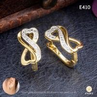 ราคา JNist E410 ต่างหูเพชรพันทองหุ้มทองแท้ ต่างหูเพชรสวิส CZ ต่างหูห่วง ชุบทองไมครอน (12201211623)