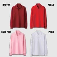 ราคา MERAH เสื้อโปโลแขนยาวธรรมดาสีแดง สีน้ําตาลแดง ชมพู ขาว / เสื้อโปโลผู้ชายและผู้หญิง (45261513895)