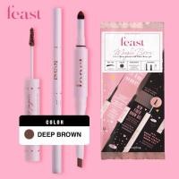 ราคา [Feast] 3 in 1 Brow pencil with Fiber Brow gel (Deep brown color) (15388034805)