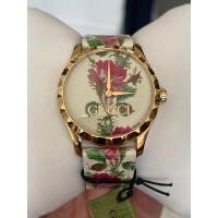 ราคา Gucci G Timeless Watch YA1264084 126.4 SS GP Leather Flower Quartz Ladies (25735869963)