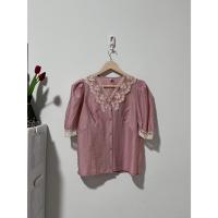 ราคา QN07 เสื้อเลาส์ คอวี แขนตุ๊กตาสไตล์วินเทจ สีชมพูตุ่น อก.38 (46855945914)