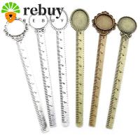 ราคา REBUY ที่คั่นหนังสือโบราณ, ไม้บรรทัด Cabochon ฐานไม้บรรทัดหนังสือ Cilp, DIY Vintage Retro Blanks Bezel Bronze บุ๊คมาร์คเครื่องเขียน (40379015848)