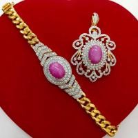 ราคา ชุดสร้อยข้อมือและจี้แบบเข็มกลัดลิลลี่สตาร์ล้อมเพชรczสองชั้นลิลลี่สตาร์ขนาด12*16mmจี้ขนาด4*5.3cmชุบทองสองกษัตริย์ (43666364975)