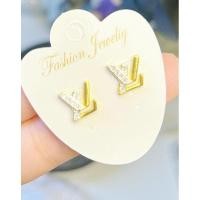 ราคา ต่างหูหุ้มทองLVฝังเพชร (28111446594)