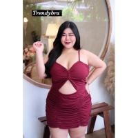 ราคา เดรสสั้น สีแดง สาวอวบอ้วน (16992955502)