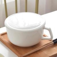 ราคา Tangshan Bone China บนโต๊ะอาหารพร้อมที่จับชาม Bone China ชามพร้อมฝาปิดในครัวเรือนชามบะหมี่กึ่งสําเร็จรูป Anti-scalding ชามจับ Bone China ชามจับเดี่ยว (48012361995)