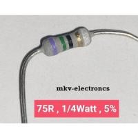 ราคา (20ตัว) 75R , 75โอห์ม , 1/4Watt 5% Metal Oxide Flim Resistor (รหัสสินค้า M01992) (18472423537)