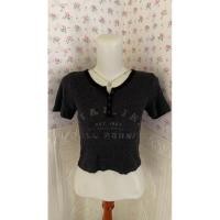 ราคา เสื้อครอปสีเทาเข้ม แขนสั้น ครึ่งกระดุม เสื้อครอปไหมพรม ครอปลิฟี่ (47362301771)