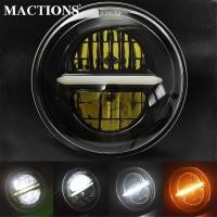 ราคา MAC Motorcycle 5.75 LED Headlight 5 3/4" Black/Chrome Headlamp For Harley Sportster XL XG 883 FXCW Dyna Soft (29589283278)
