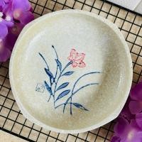 ราคา ถ้วยดินเผาญี่ปุ่น ทรงเหลี่ยม สีน้ำตาลหินอ่อน ลายวาดดอกไม้ มือสอง จากญี่ปุ่น (22764716767)
