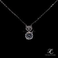 ราคา สร้อยคอเพชรโมอีส Moissanite เงินแท้925 ชุบทองคำขาว จี้จิ้งจอกฝังเพชรโมอีส2.0CT พร้อมกล่องและใบเซอร์ฯ (47456514593)
