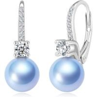 ราคา Pearl Drop Dangle ต่างหู 925 เงินสเตอร์ลิง Cubic Zirconia Leverback ต่างหู, 8 มม.สีขาว/สีดํา/สีฟ้าวัฒนธรรมไข่มุกเครื่องประดับของขวัญสําหรับผู้หญิงภรรยาแม่ (42631351680)
