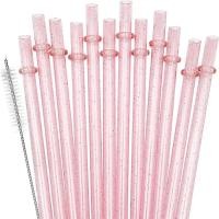 ราคา 10-Pack Reusable Plastic Straw Glitter 9" Long Unbreakable Drinking Straws with 1 Cleaning Brush for Mason Jars Tumblers (42054789320)
