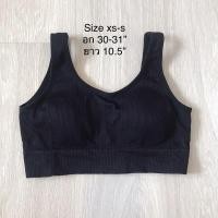 ราคา (มือ2) สปอร์ตบราสีดำ เนื้อผ้าไหมพรมยืด มีฟองน้ำ (7584950899)