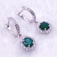 ราคา L6404 ต่างหูพลอยโมราแท้ ( Natural Chrysoprase ) แบบอิงลิชล็อค ตัวเรือนเงินแท้925 ชุบทองคำขาว (15186840381)