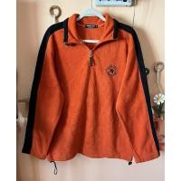 ราคา ส่งต่อ 98% เสื้อสเวตเตอร์เชิ้ตผ้าฟลีซขนนุ่ม แบรนด์ HANG TEN แท้ หนากลางๆ สีส้ม แถบดำ แขนยาว กันหนาว ขนาดใหญ่ มือสอง (56950103045)