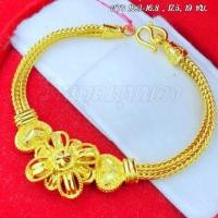 ราคา ข้อมือทองสี่เสาคู่ดอกไม้ฉลุ น้ำหนัก 2 บาท ทองไมครอน (6019253085)