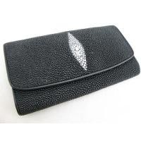 ราคา Clutch กระเป๋าสตางค์ กระเป๋าตังค์ผู้หญิง สามพับยาว หนังปลากระเบนแท้ กระเบน สีดำ Genuine Black Stingray Leather Clutch (927738952)