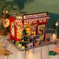 ราคา Christmas Candy House DIY Miniature บ้านตุ๊กตาชุด LED Light Handwork ประกอบของเล่นวันเกิด Xmas ของขวัญตกแต่งบ้าน (52162854474)
