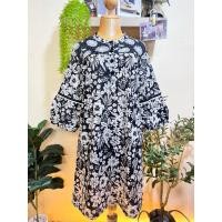 ราคา ชุดเดรสสั้นแขนยาวผู้หญิงงานผ้าคอตตอนอินเดีย (57102374263)