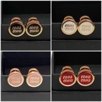 ราคา ต่างหู MIU MIU Logo Letteing Stud Earrings ต่างหูของแท้100% (46459970084)