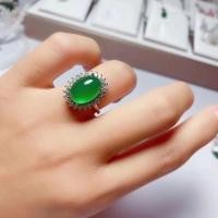 ราคา Pure Natural Chalcedony แหวนน้ําแข็งสูงมรกตผู้หญิงฝัง Imperial Green Agate Live แหวนมรกตแหวน JRQT (29981292929)