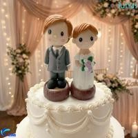 ราคา LUNASOL ตุ๊กตาเจ้าสาวและเจ้าบ่าว, Elegant Creative Couple Wedding Cake Topper, แฟชั่น Retro โรแมนติกมินิคู่เค้กตุ๊กตาวันวาเลนไทน์ (54011818759)