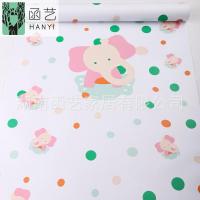 ราคา WPP 732 สีชมพู POLKADOT ELEPHANT WALLPAPER สติ๊กเกอร์ติดผนังสไตล์เกาหลีวินเทจ NORDIC CAFE 45CMX5M ROOM (42605719194)