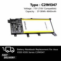 ราคา (ส่งฟรี ประกัน 1 ปี) แบตเตอรี่ โน๊ตบุ๊ค Battery for Asus X555 K555 Series C21N1347 X555LA, X555LD, X555LN, K555L, F555DG (8528100510)