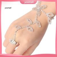 ราคา {YO} คริสตัล Rhinestone Leaf Hand Harness สร้อยข้อมือ Slave Chain Link Foot Finger Ring (54011359006)